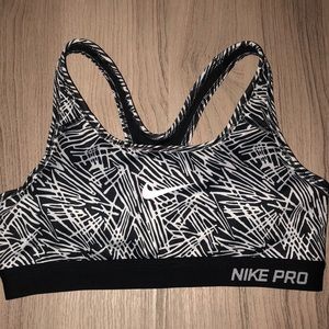 Nike Black and White Logo sports bra size small